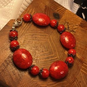 Red Jasper bracelet with silver details